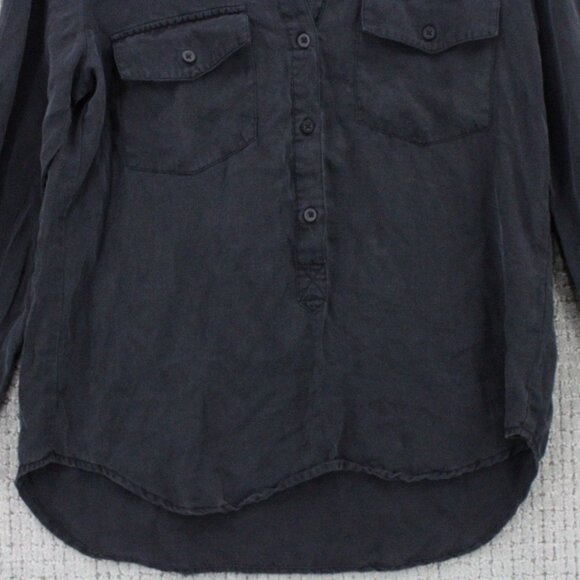 Cloth & Stone Shirt Top Womens Medium M Black Button Down Long Sleeve Collared - Picture 4 of 9